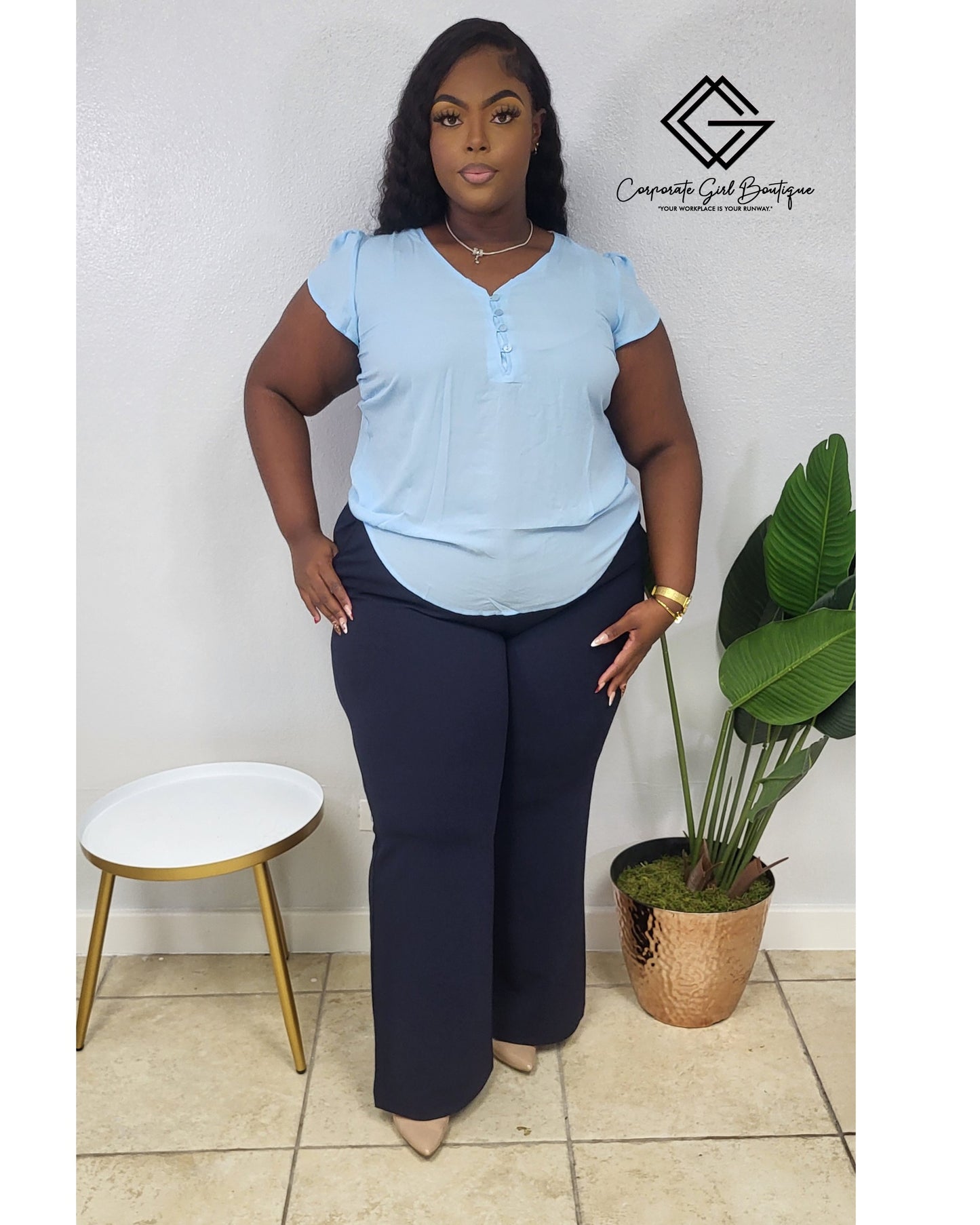Butterfly Sleeve Blouse-Plus Size