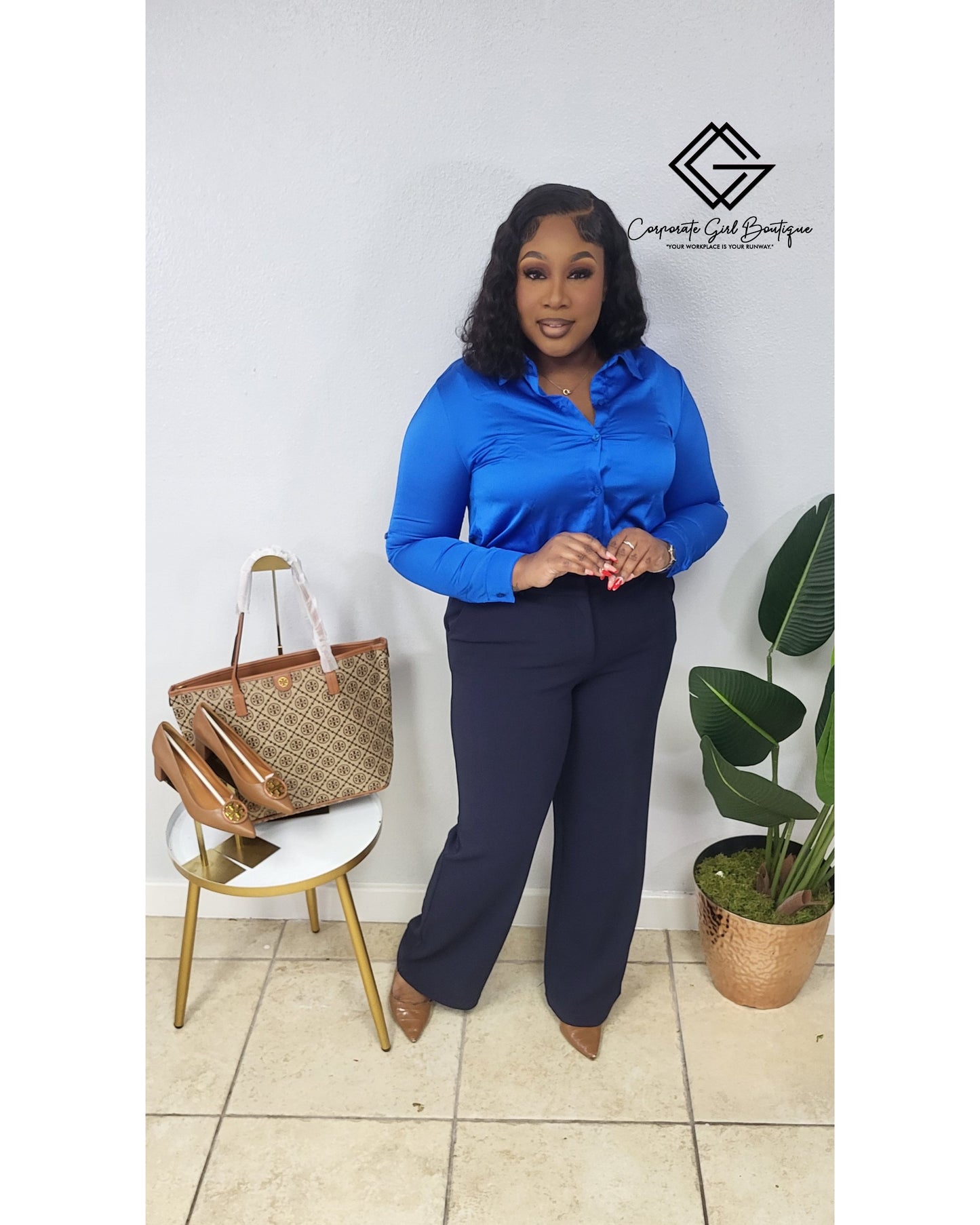 V Neck Satin Blouse