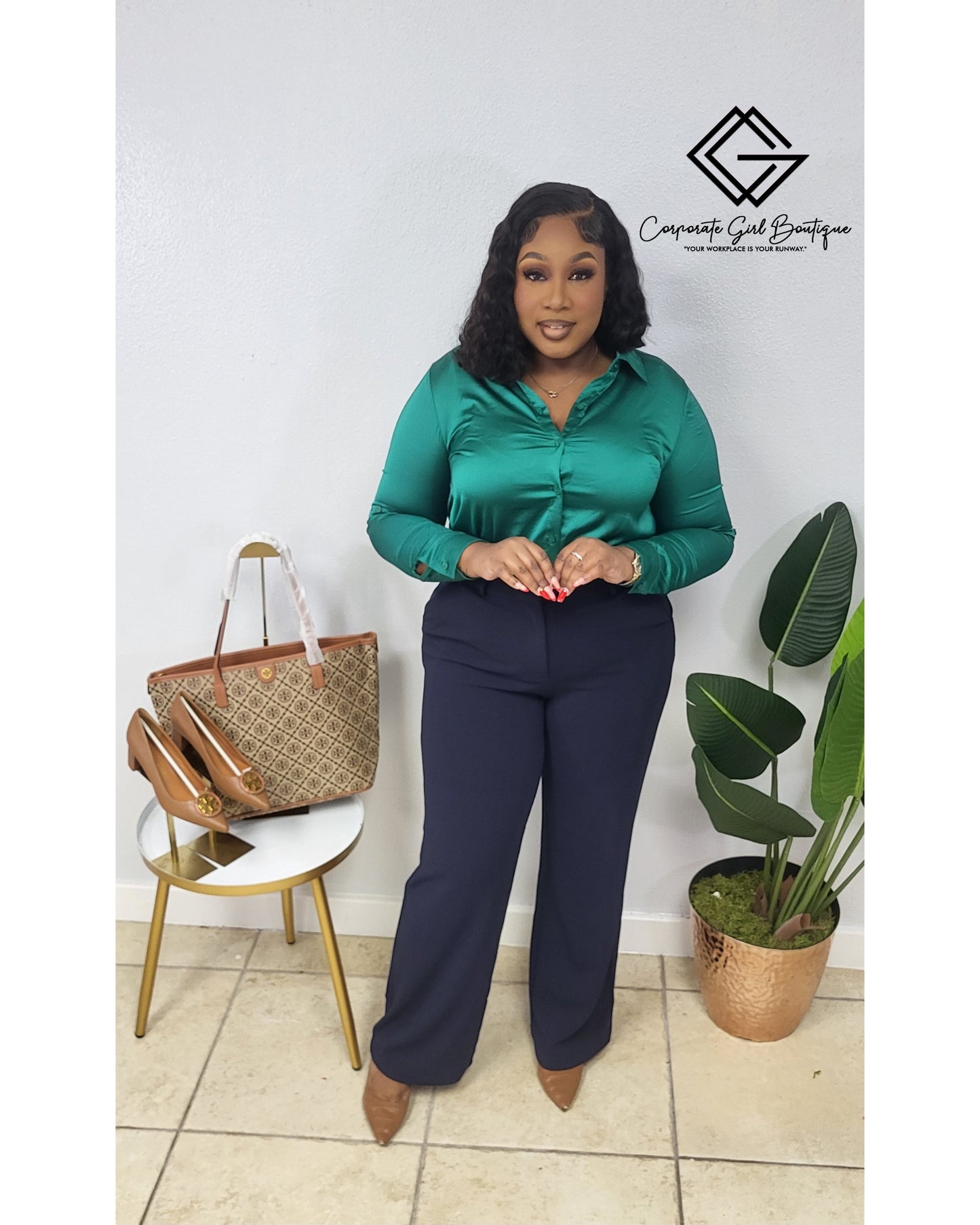 V Neck Satin Blouse