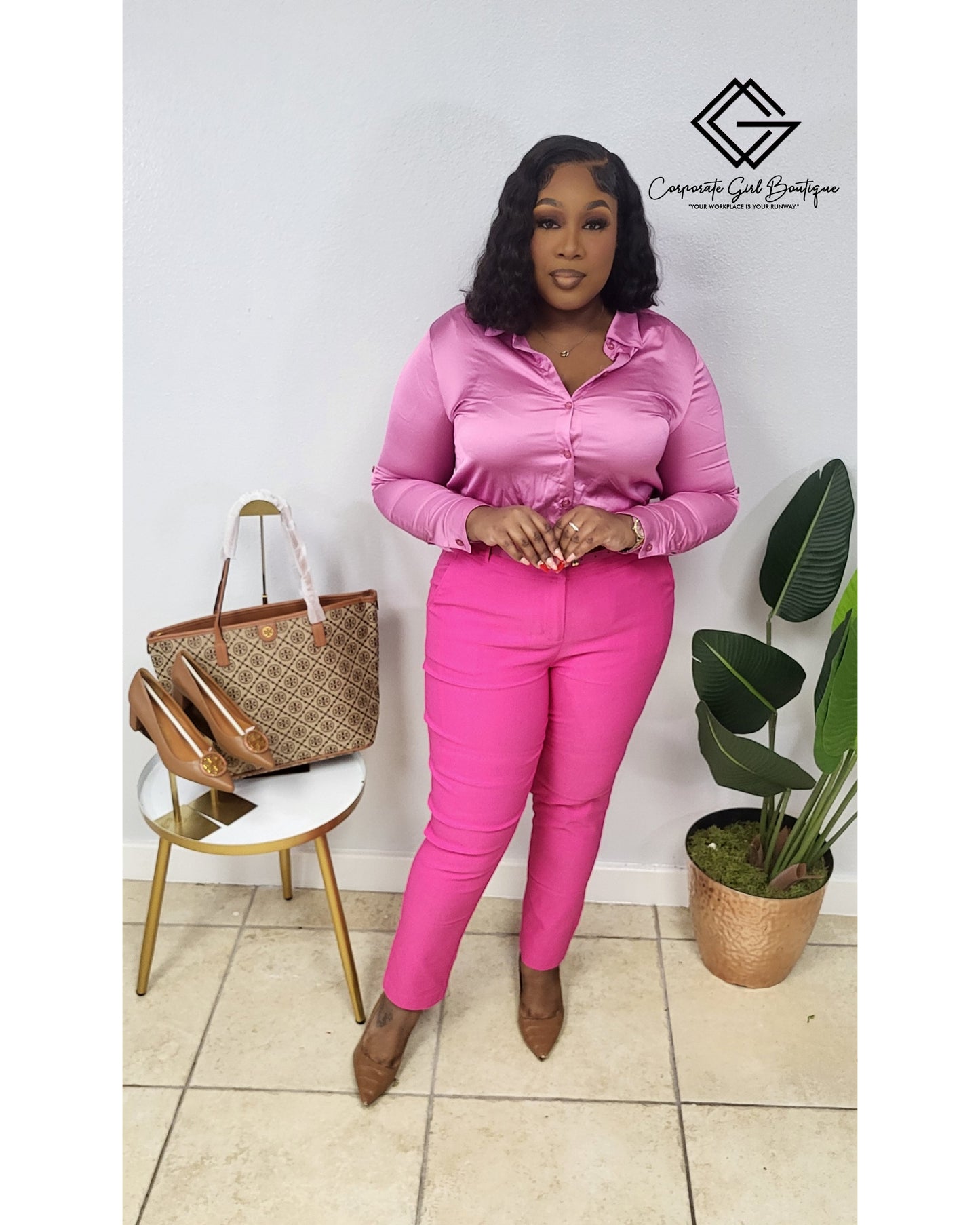 V Neck Satin Blouse