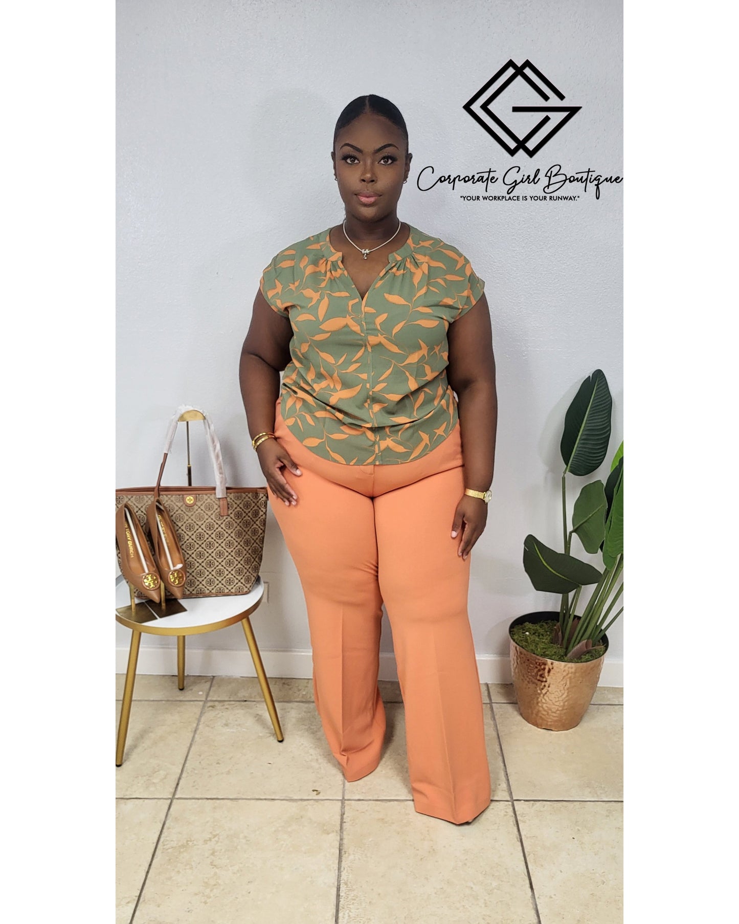 Short Sleeve Leaf Printed Blouse