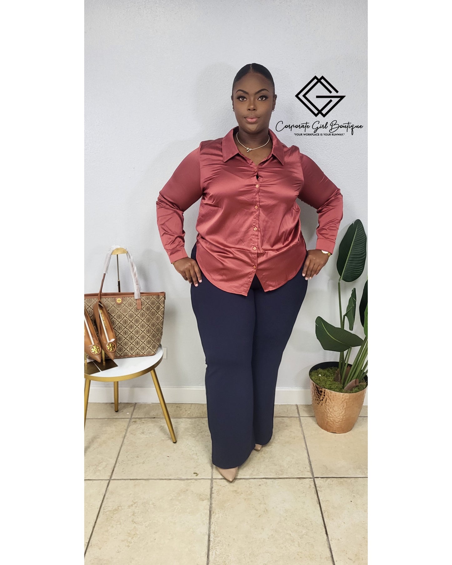 Office Worthy Orange Blouse-Plus size Blouse