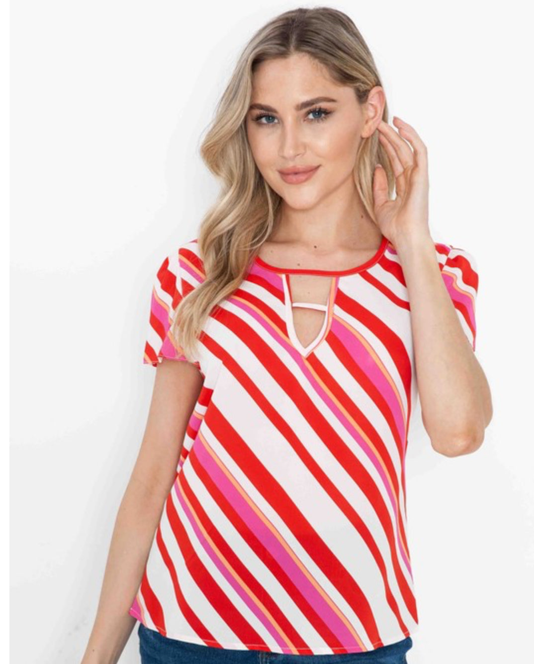 Stripped Crew neck Blouse