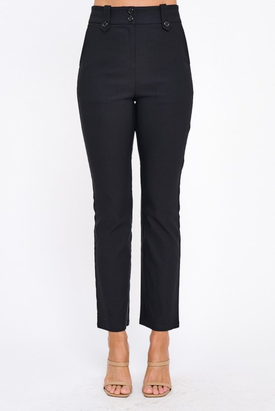 High Waisted Button Detail Pants
