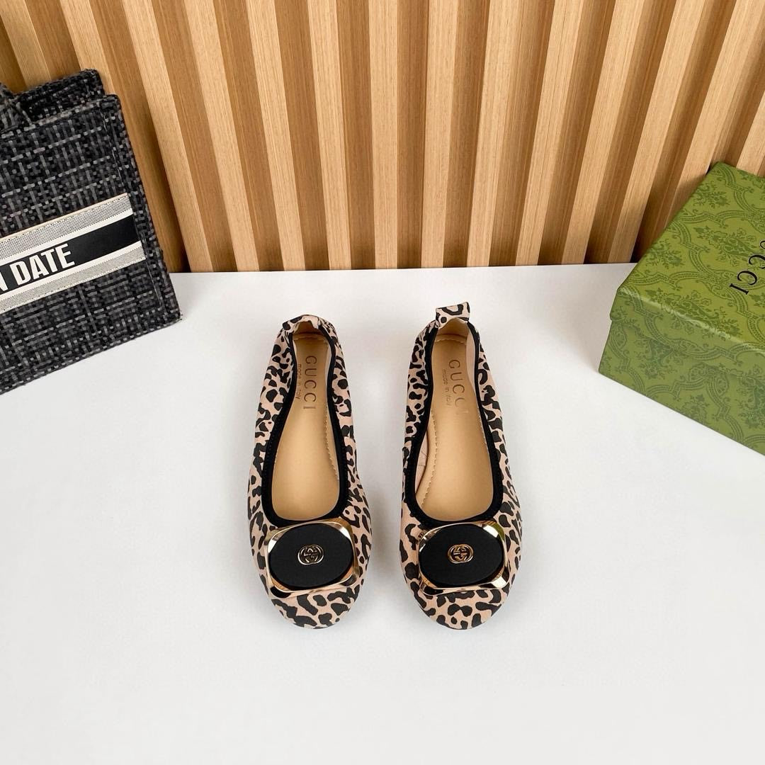 Gucci Leopard Print Ballet Flats