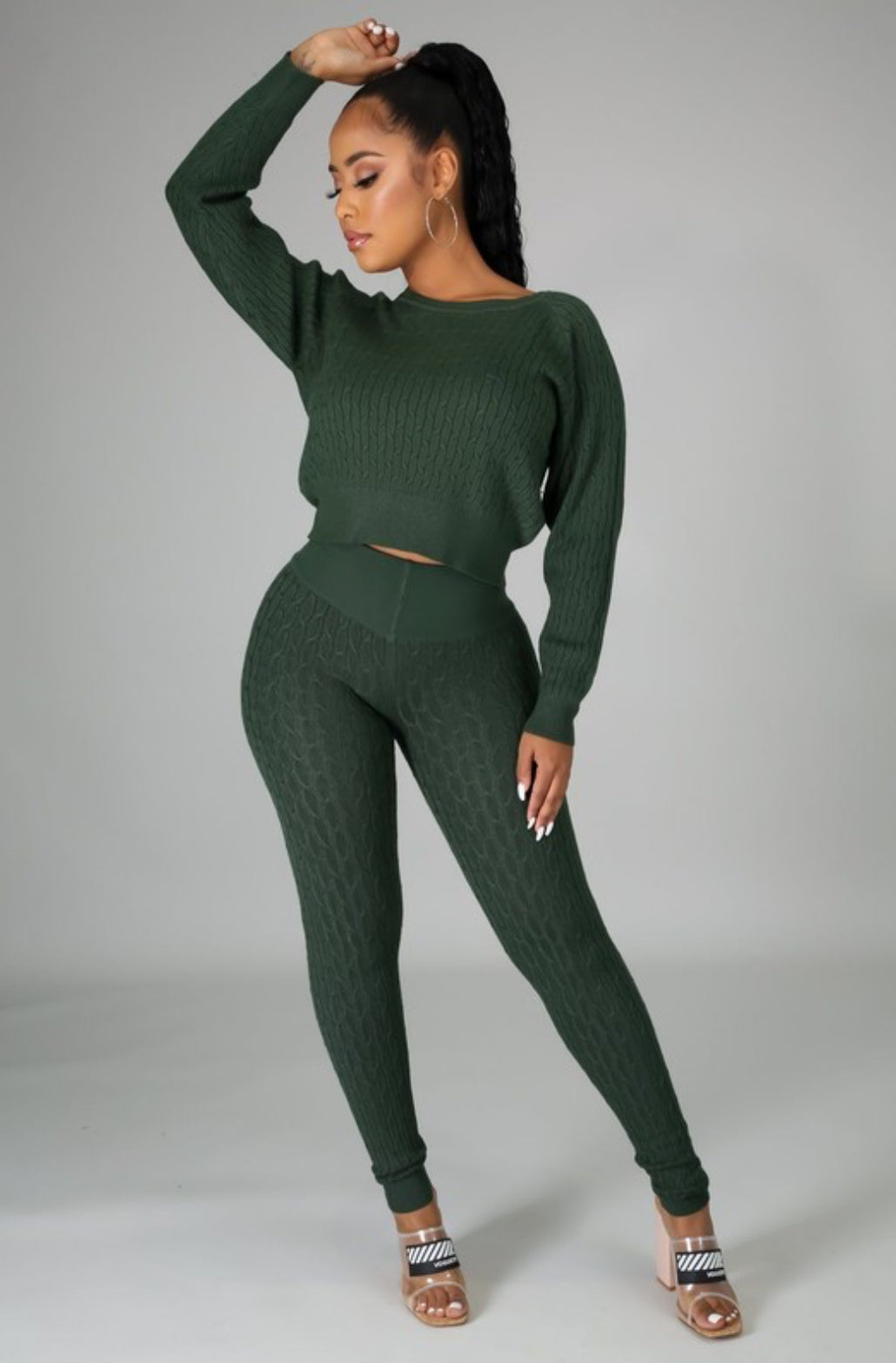 Cable Knit Pull Over Leggings Set