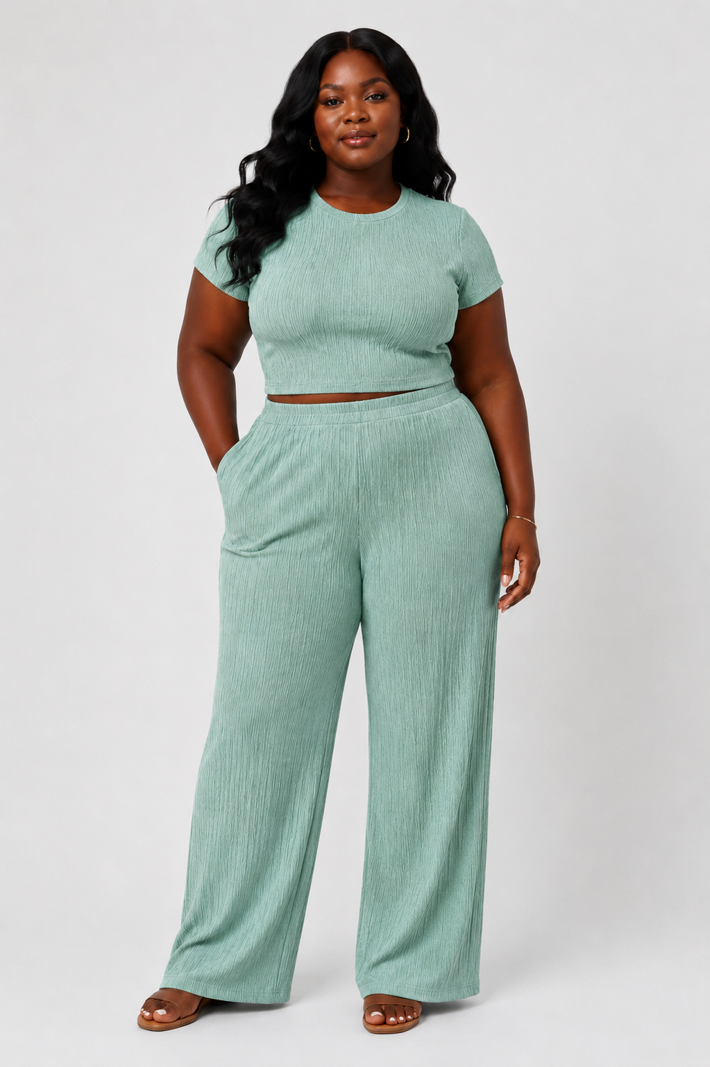 Plus Size Two Piece Textured Set