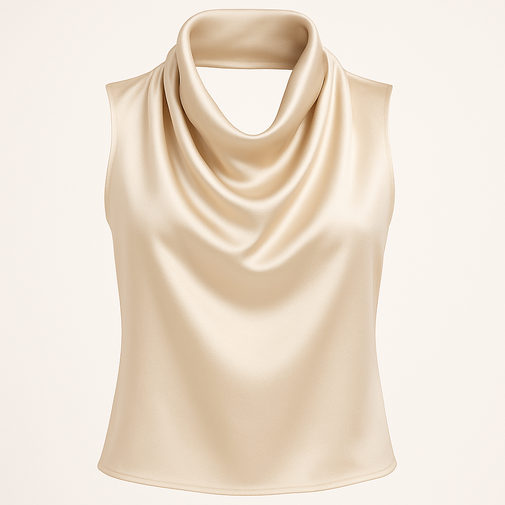 Satin Draped Collar Blouse
