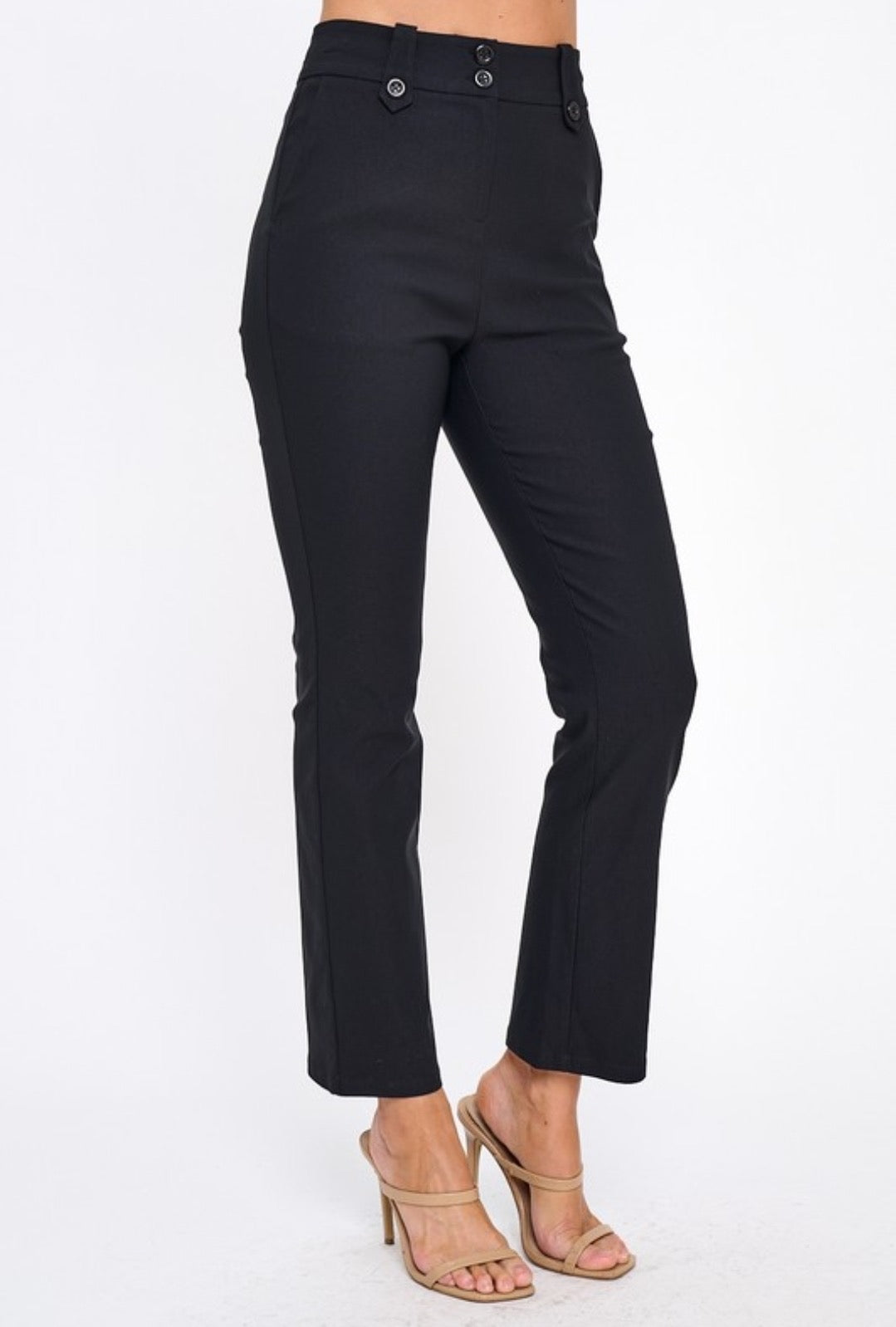 High Waisted Button Detail Pants