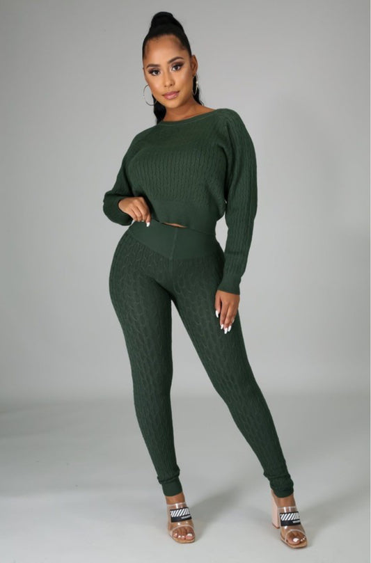 Cable Knit Pull Over Leggings Set