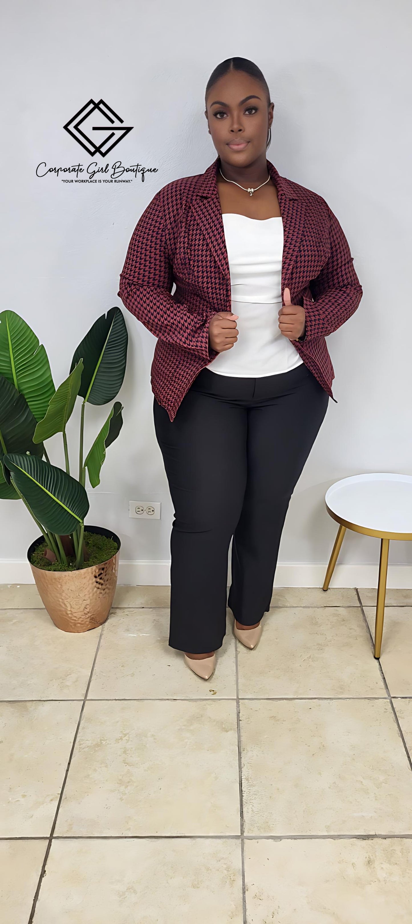 Crimson Nior Printed Jacket- Plus Size