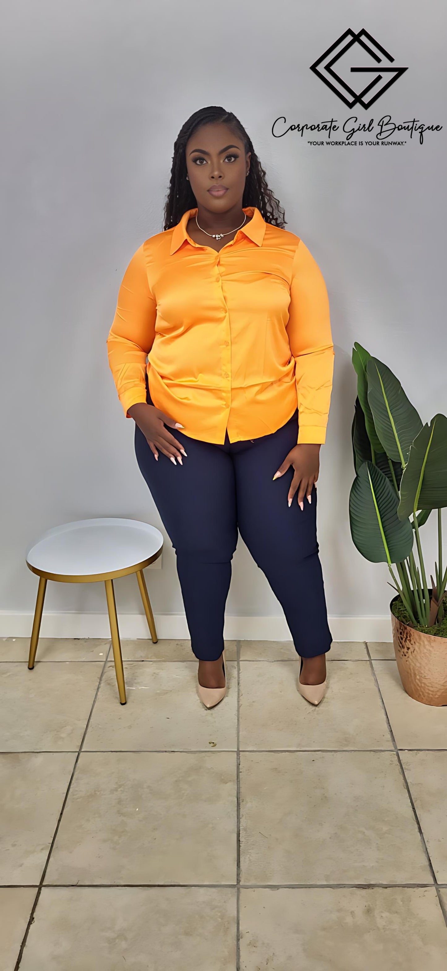 Office Worthy Orange Blouse-Plus size Blouse