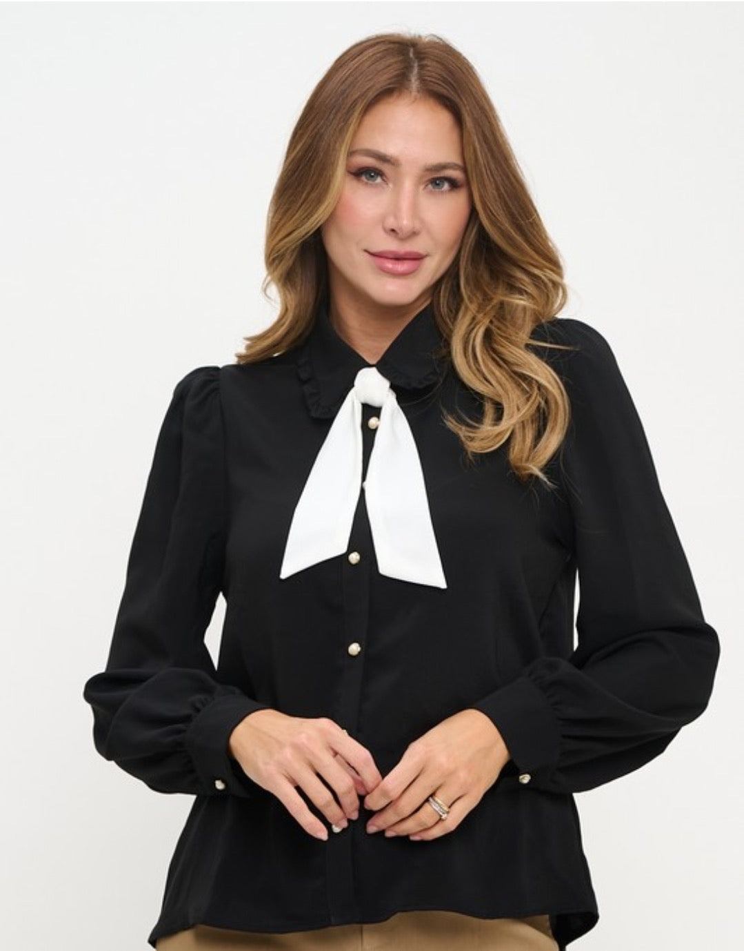 Vintage Charm Tie Blouse