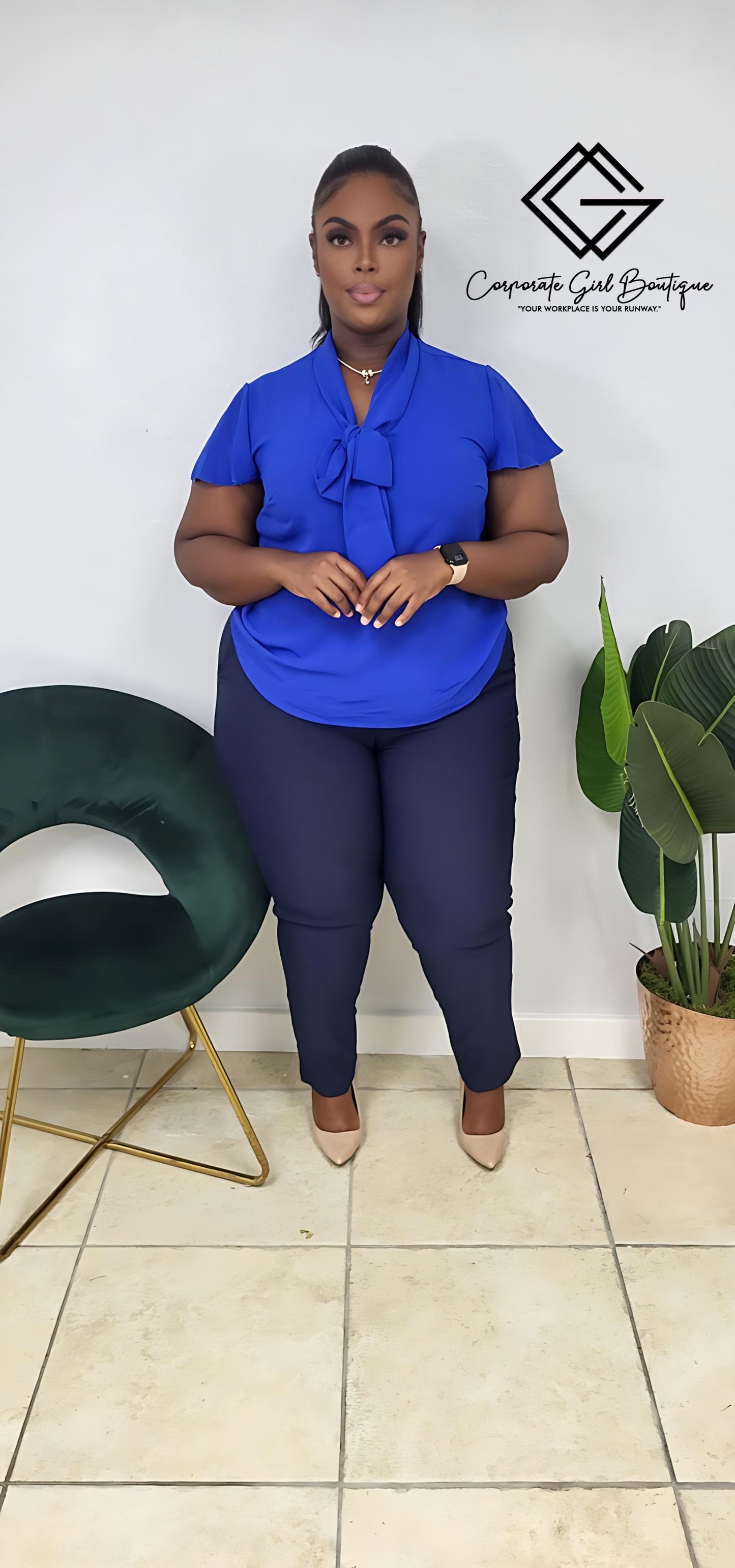 Freya Tie Flutter Sleeve Top- Plus size