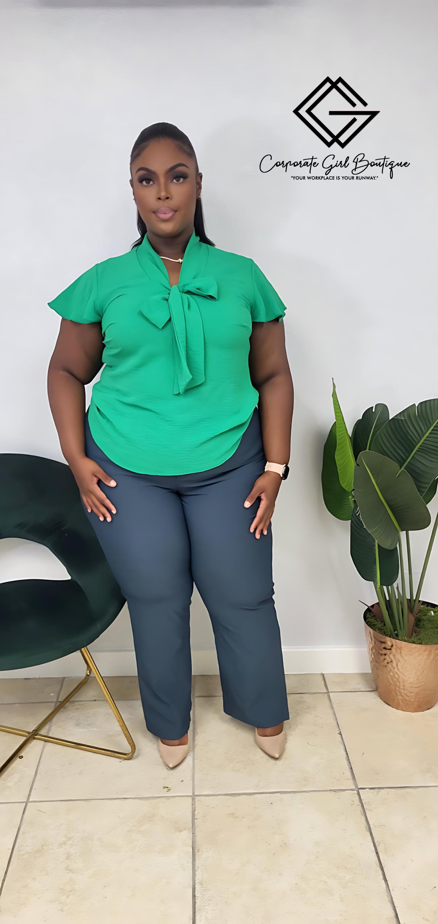 Freya Tie Flutter Sleeve Top- Plus size