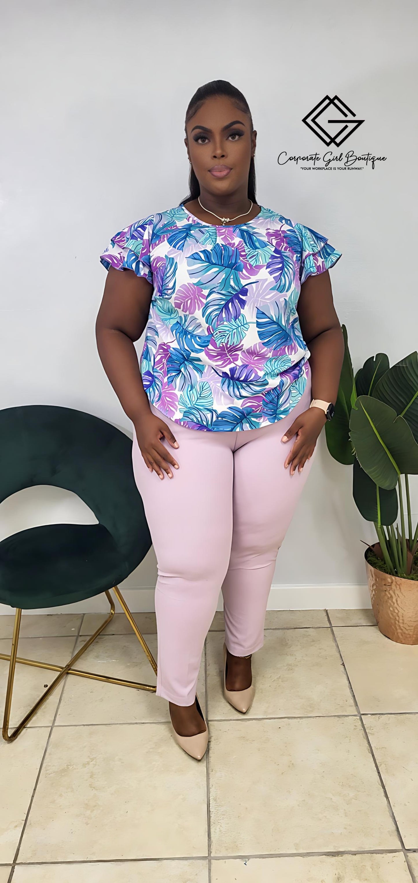 Island Violet Blouse -Plus size