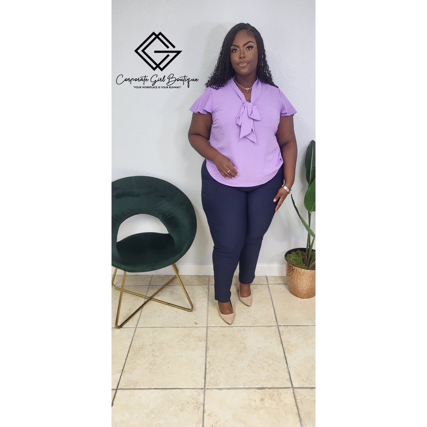 Executive Bow Blouse- Plus size