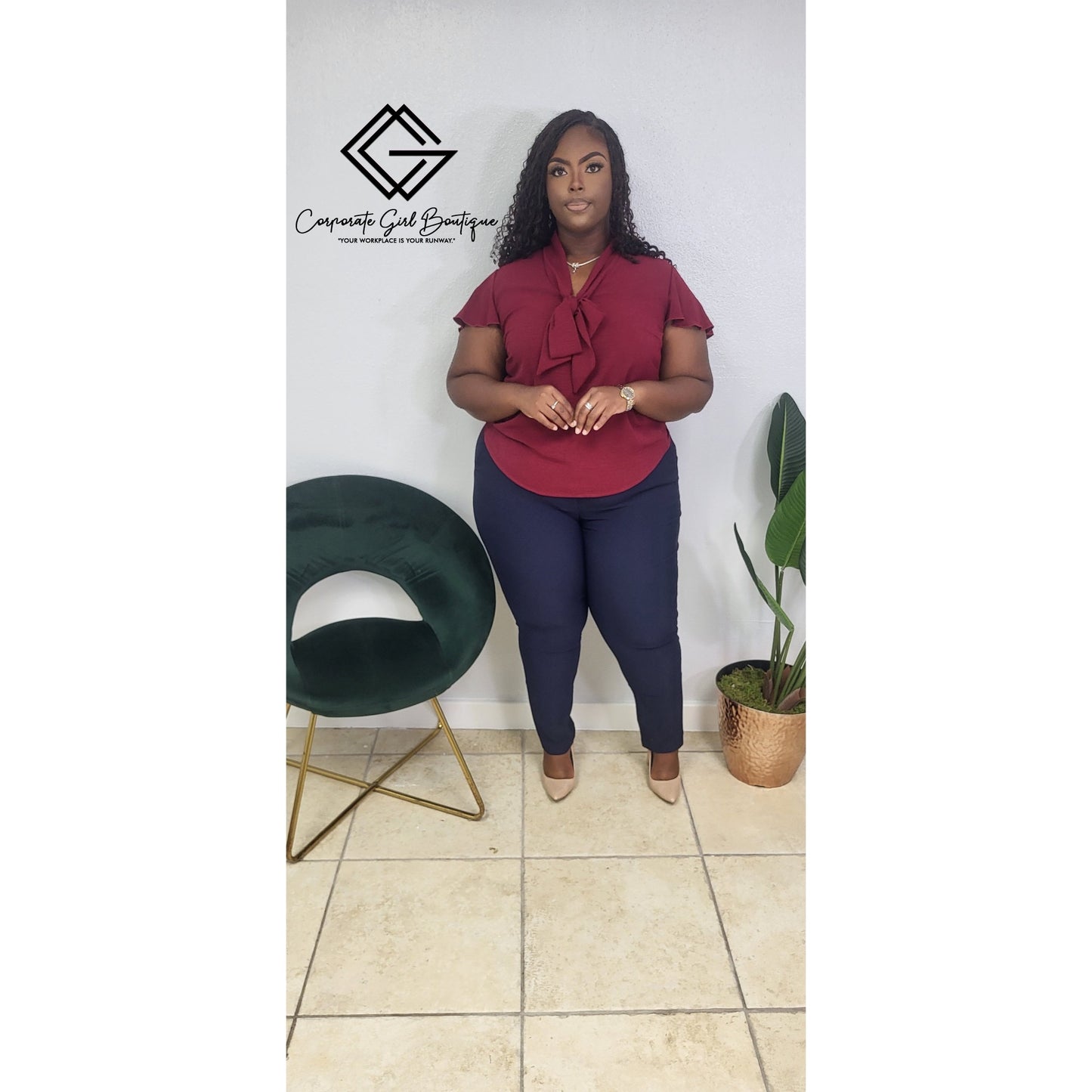 Executive Bow Blouse- Plus size