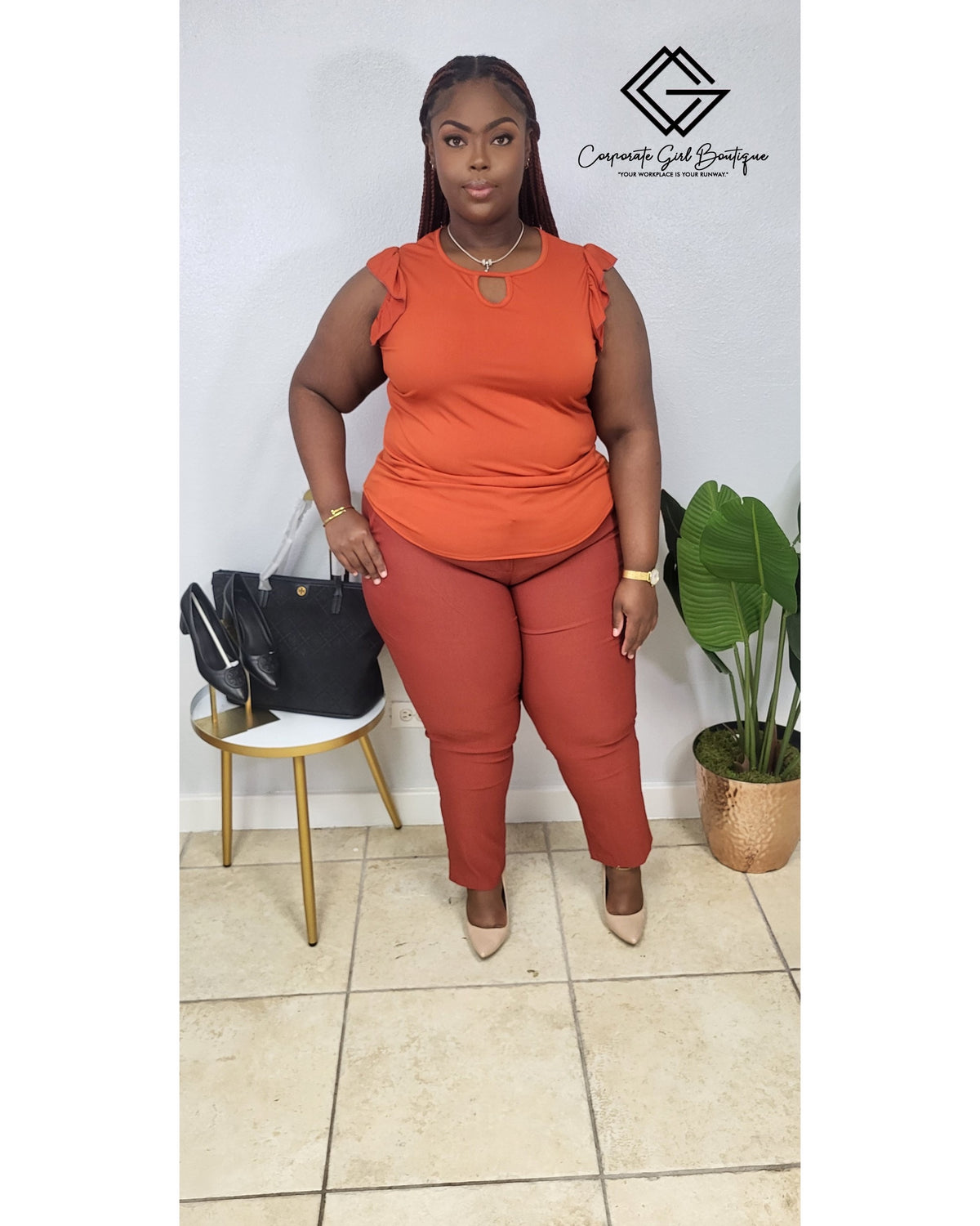 Keyhole Cap Sleeve Blouse -Plus Size