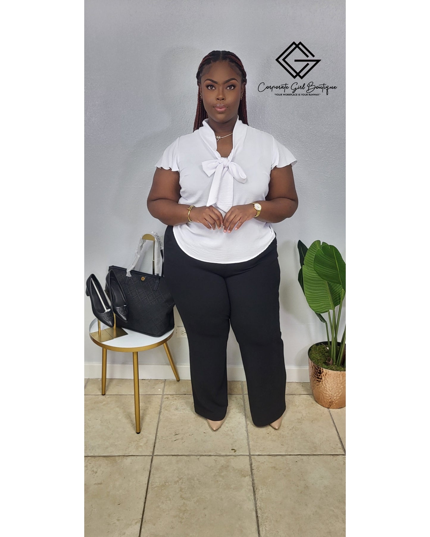 Executive Bow Blouse- Plus size