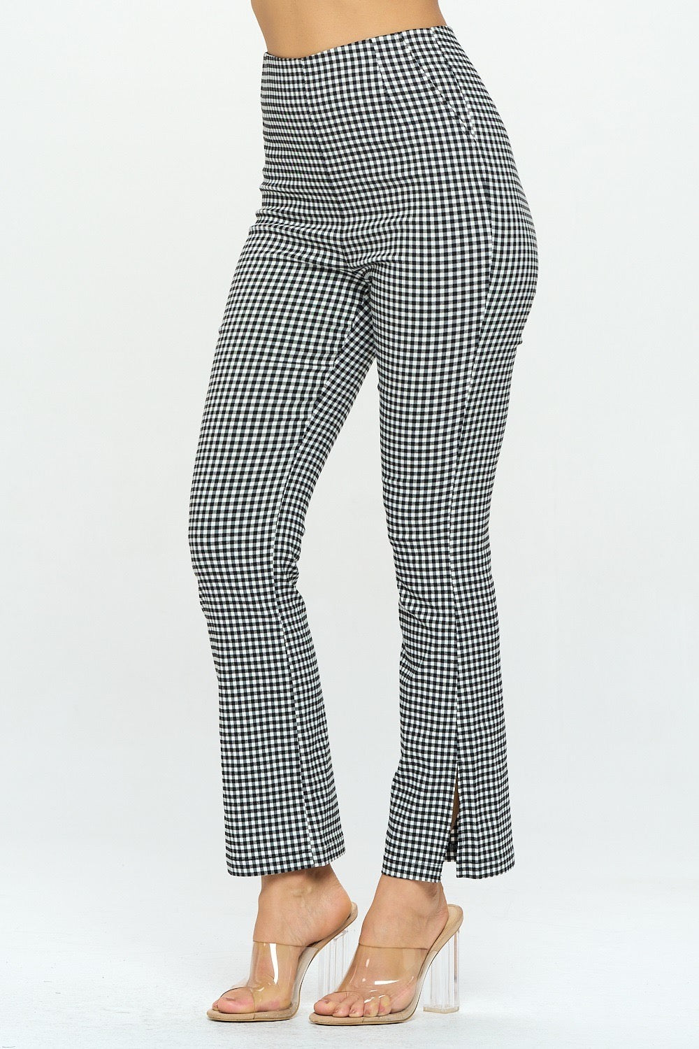 Executive Gingham Split-Hem Pant