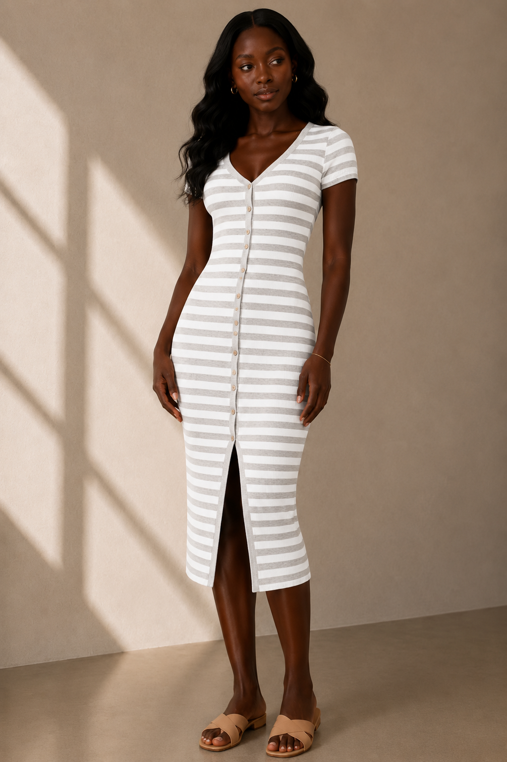 Stripped Button Down Dress