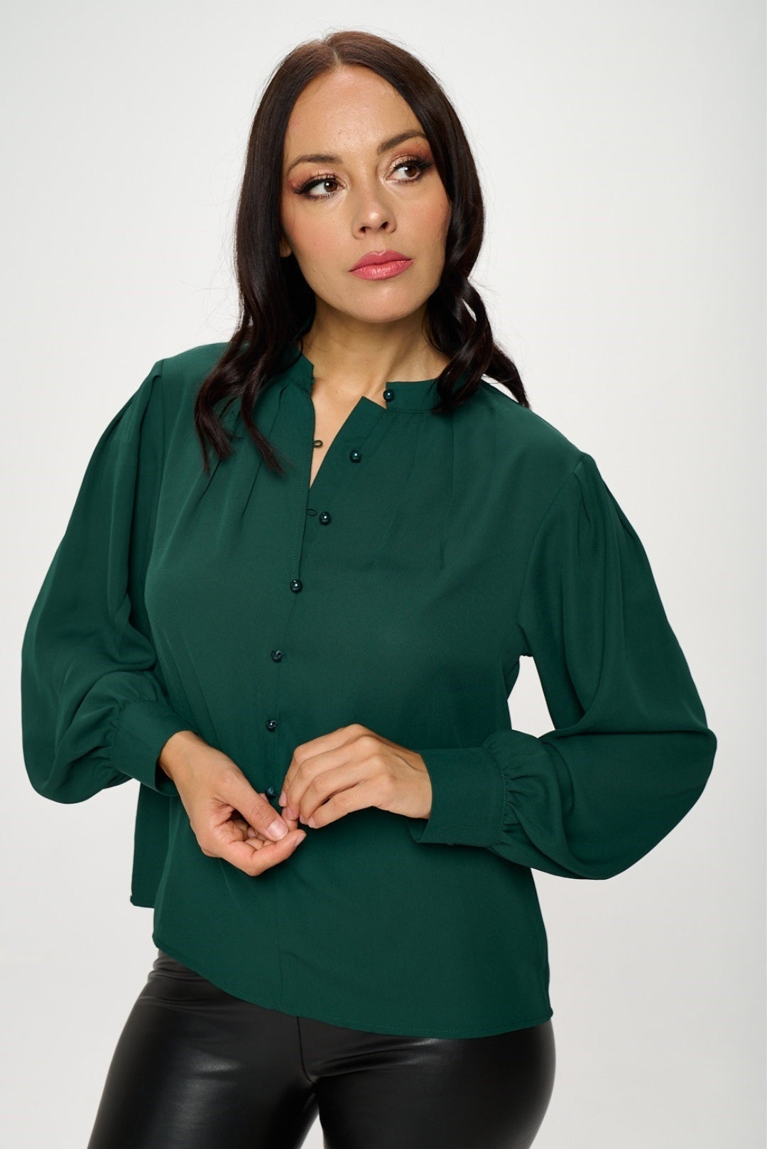 I Am The Moment Pleated Neck Line Blouse-Plus Size