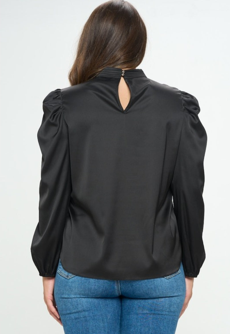Satin Fierce Bow Blouse Plus Size