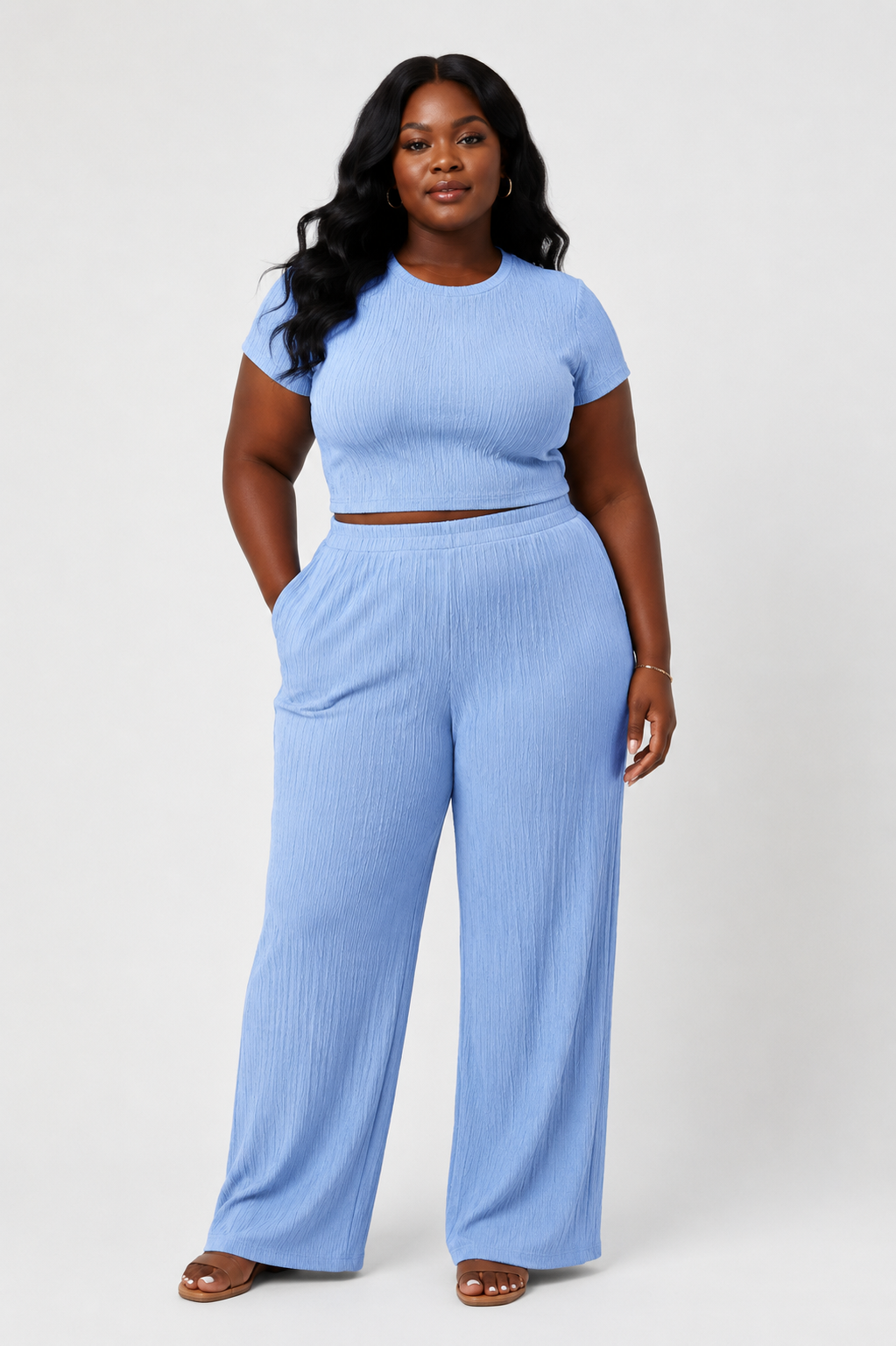 Plus Size Two Piece Textured Set