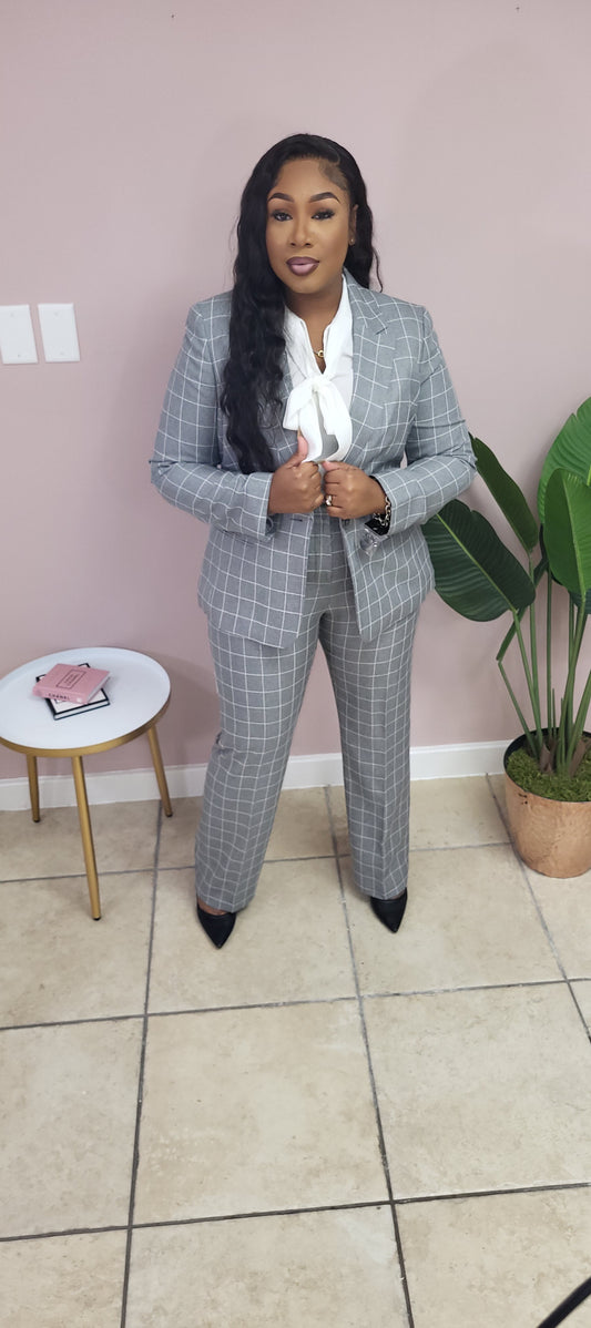 Heather Grey Pin Stripped Suit