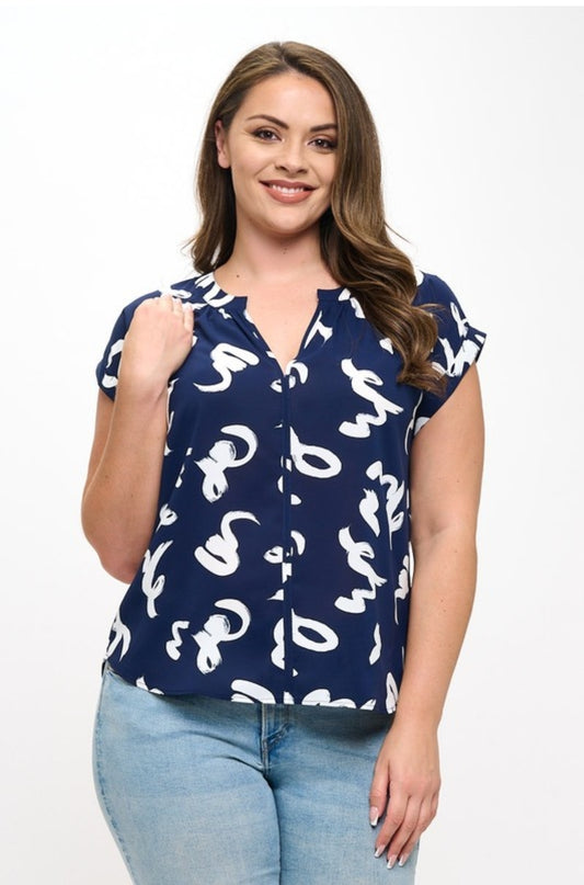 Ink Brush Stroke Blouse- Plus size