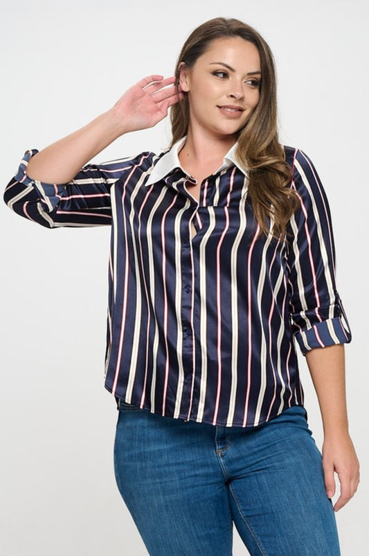 Satin Pin Stripped Blouse