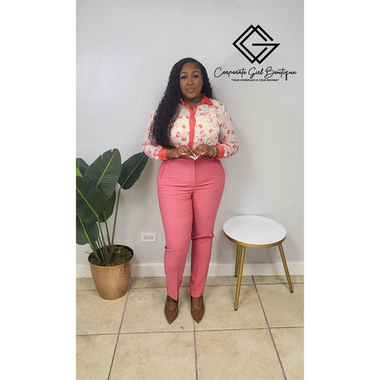Coral Petal Collared Blouse