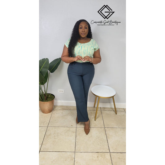 Round neck green blouse