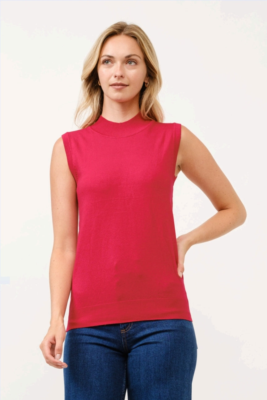 Mock Neck Sleeveless Sweater Shirt