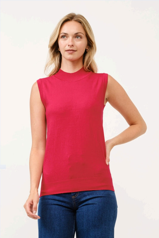 Mock Neck Sleeveless Sweater Shirt