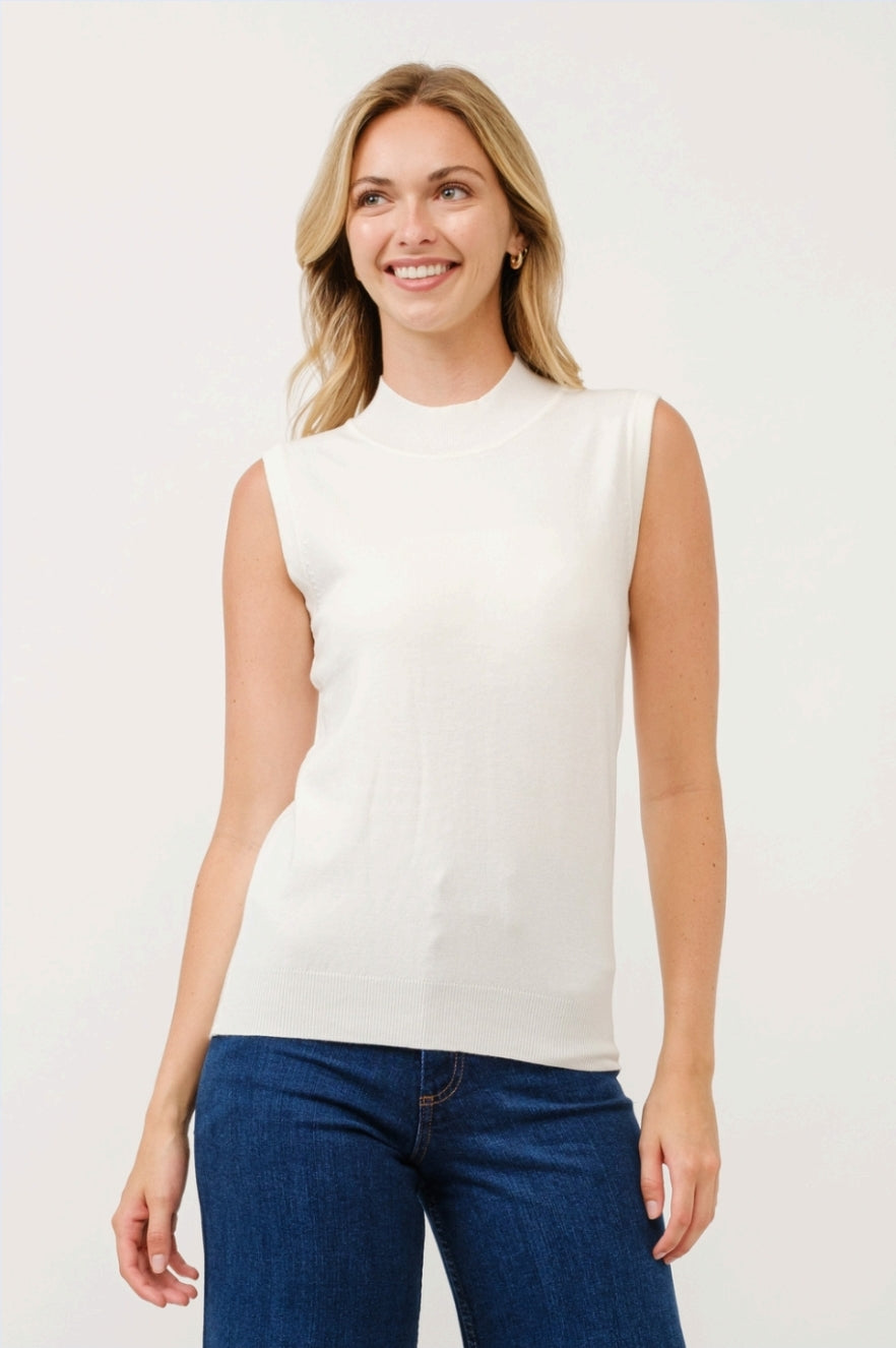 Mock Neck Sleeveless Sweater Shirt