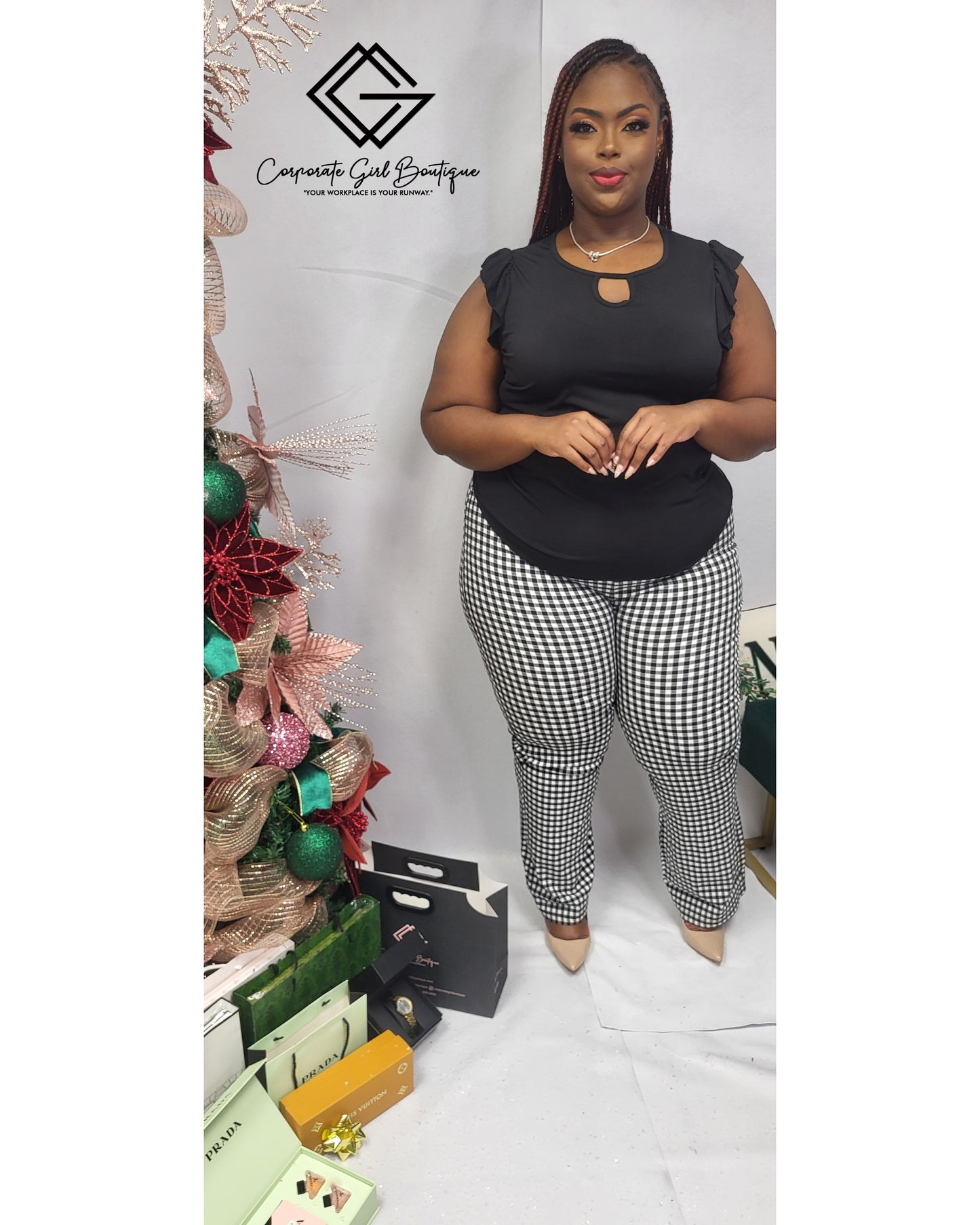 Keyhole Cap Sleeve Blouse -Plus Size