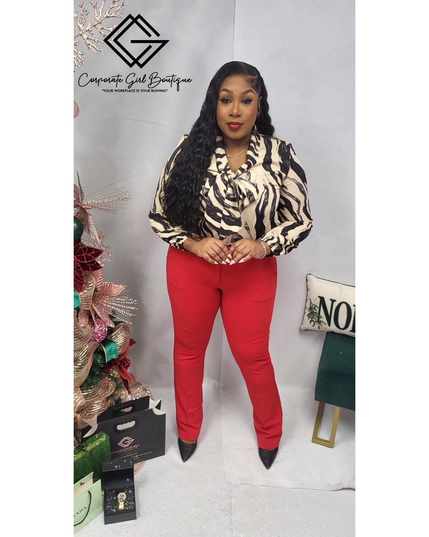 Abstract Bow Tie Blouse