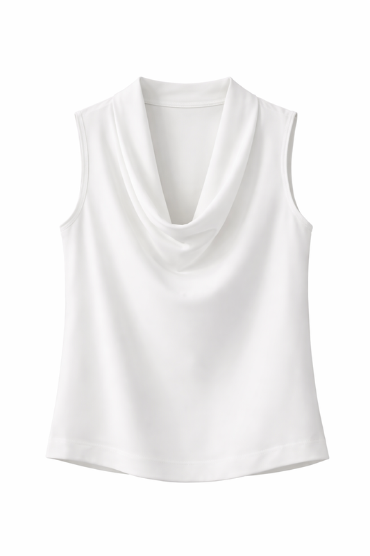 Satin Draped Collar Blouse