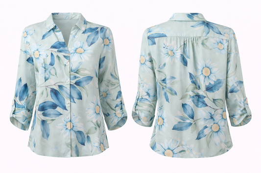 Button Down Printed Blouse