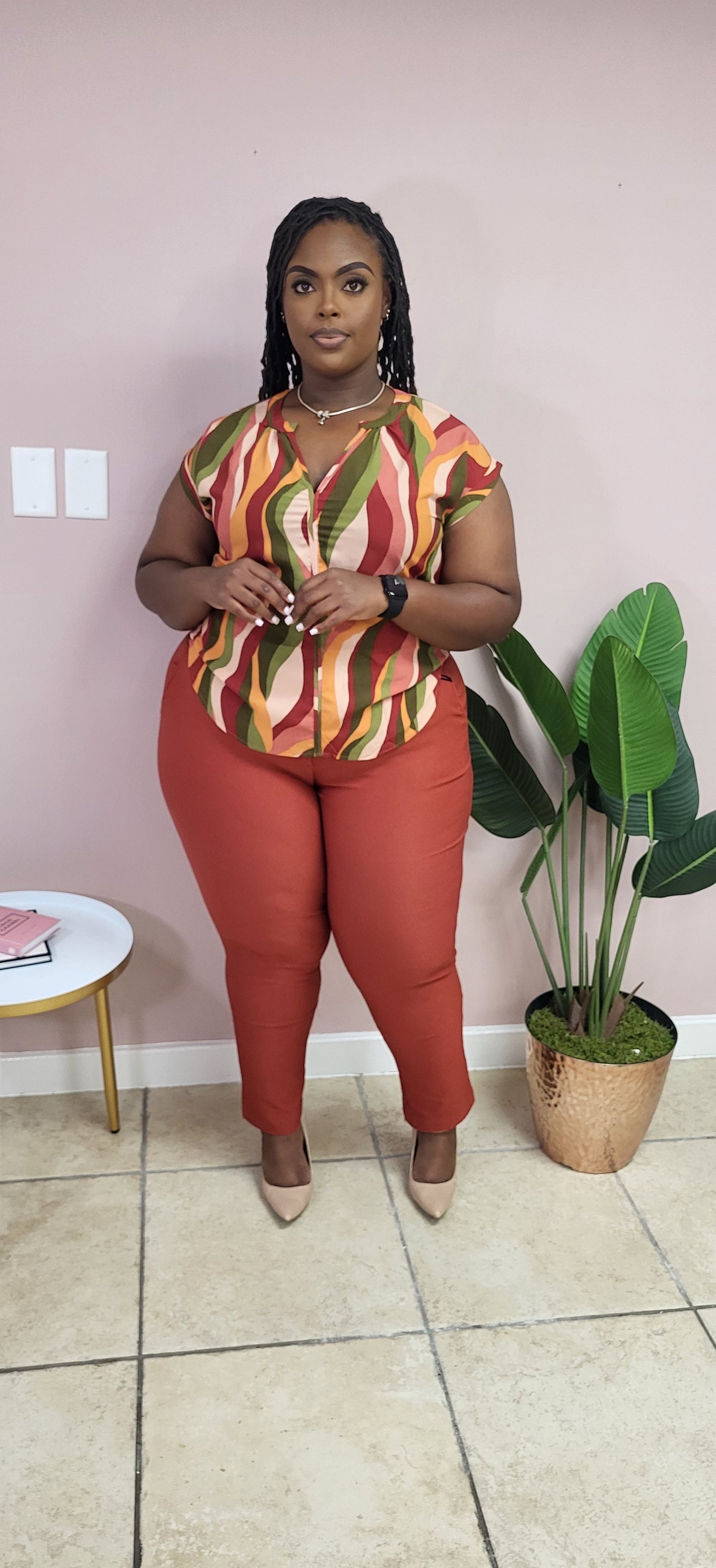 V-Neck Rainbow Blouse- Plus size