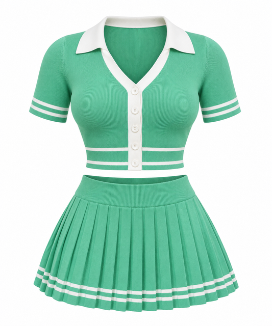 Two Piece Collared Skater Skirt