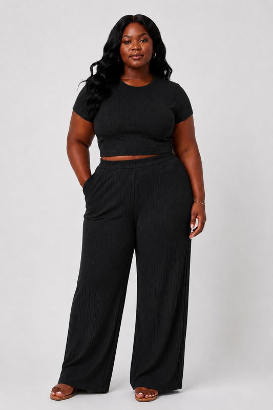 Plus Size Two Piece Textured Set