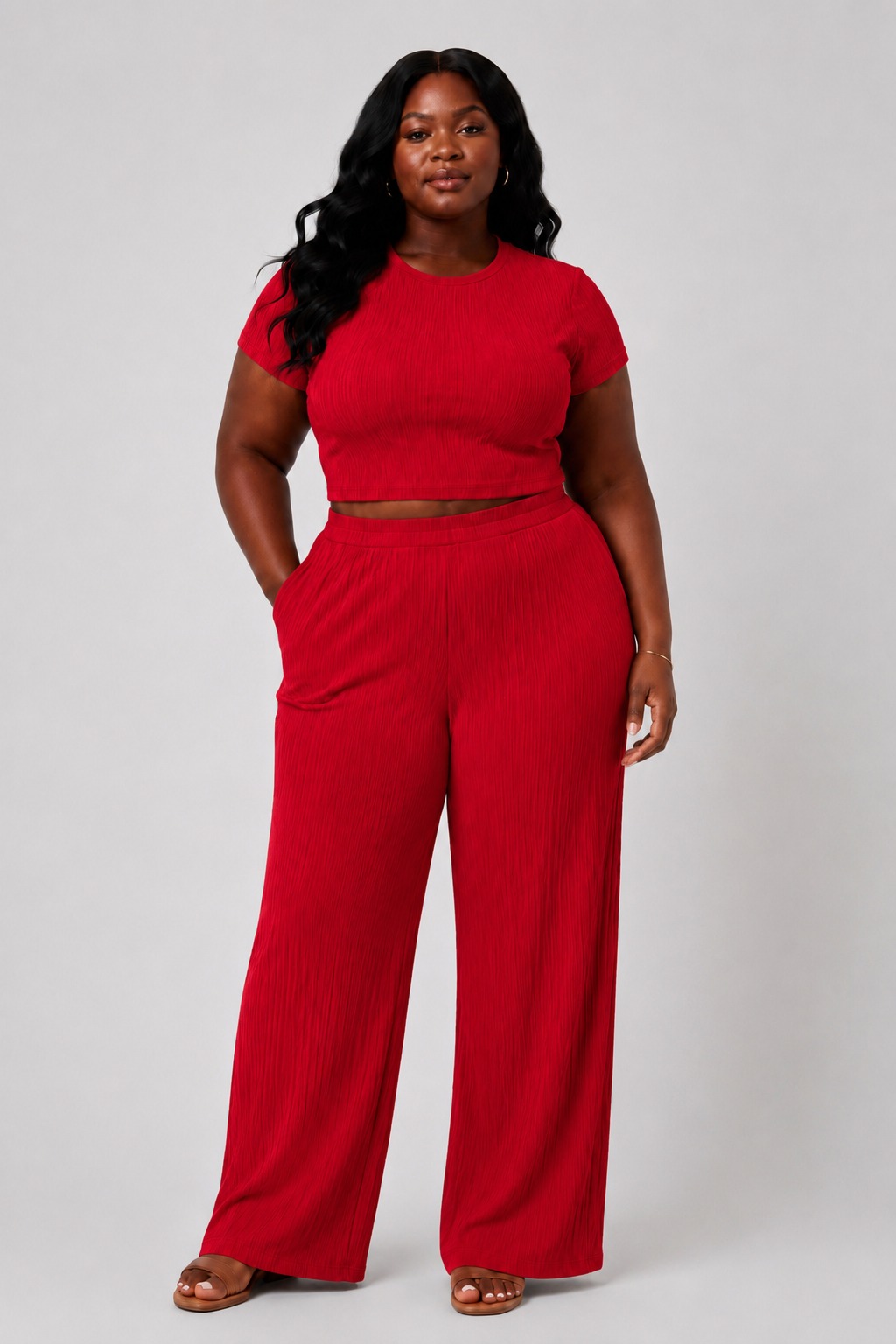 Plus Size Two Piece Textured Set