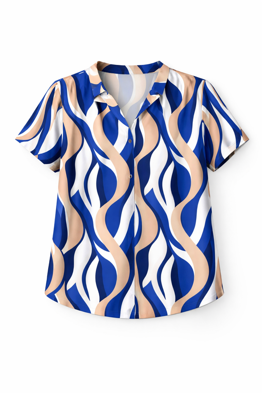 Water Ripple Short Sleeve Blouse