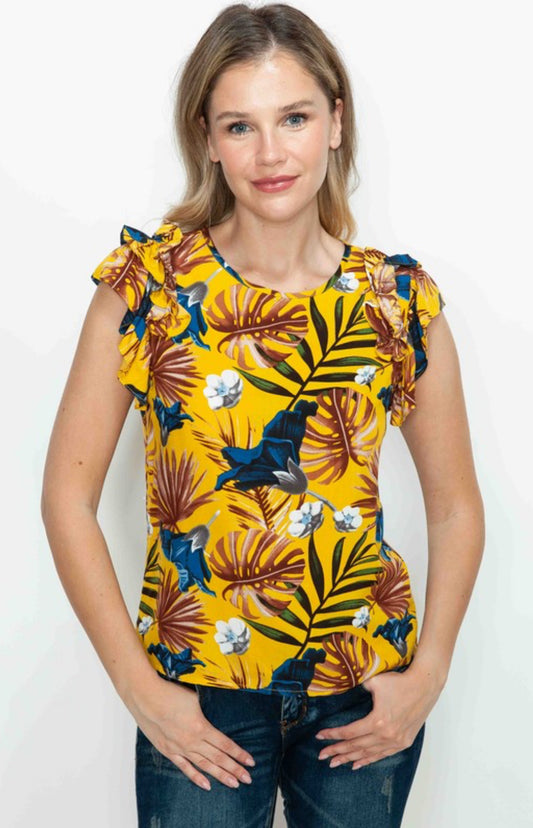 Tropical Expression Short Sleeve Blouse