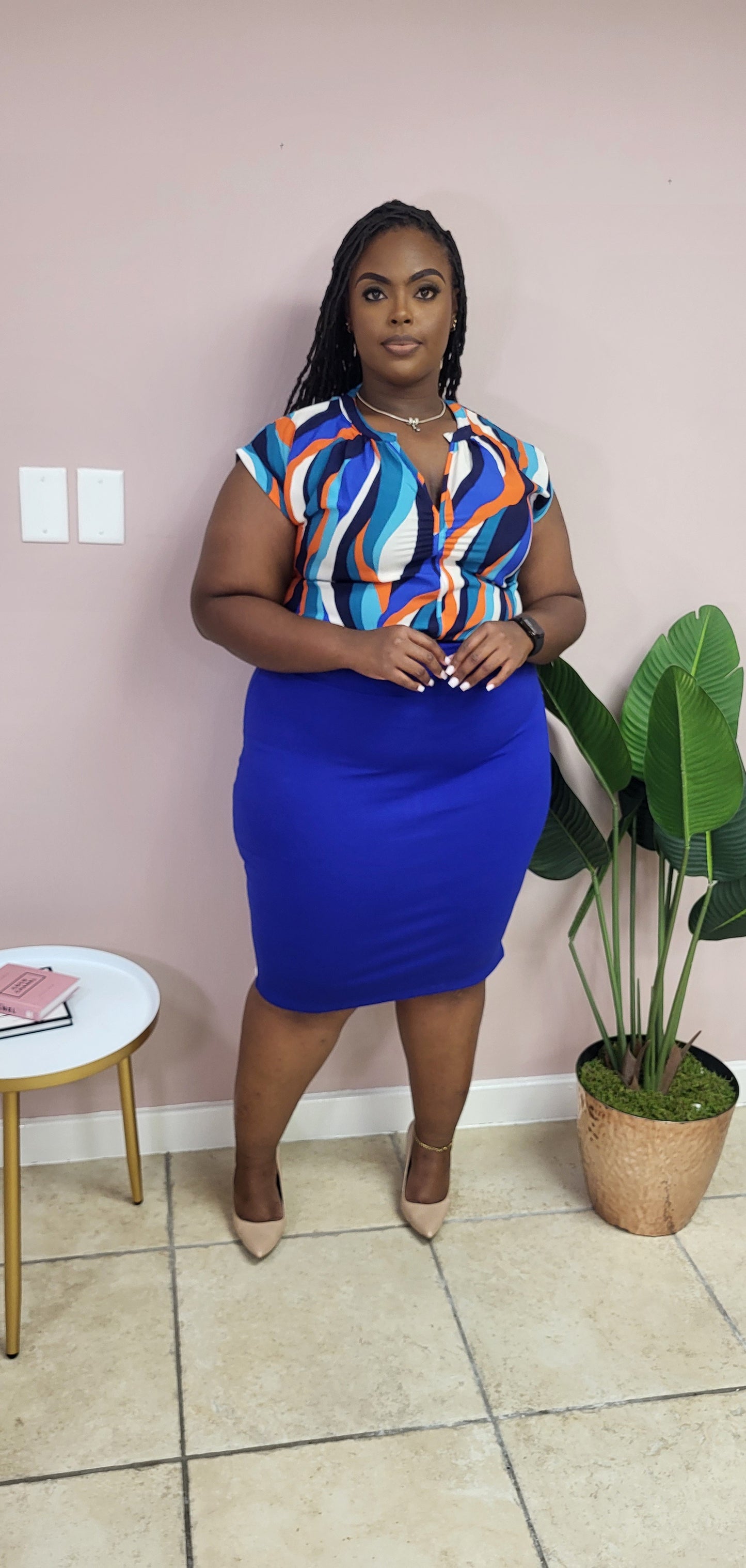 V-Neck Rainbow Blouse- Plus size