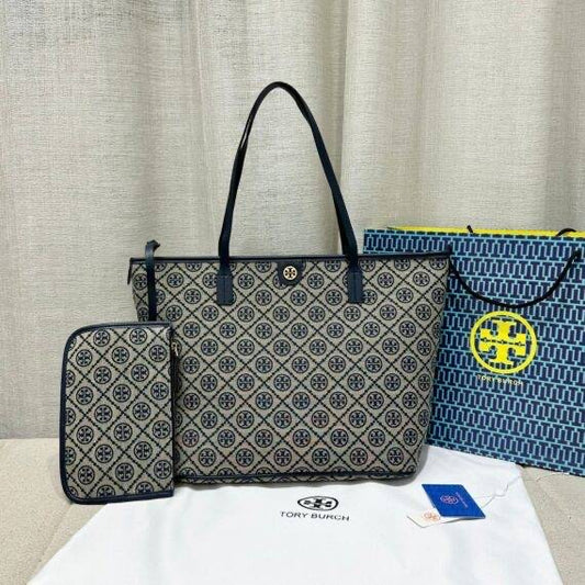 Tory Burch Monogram Zip Tote