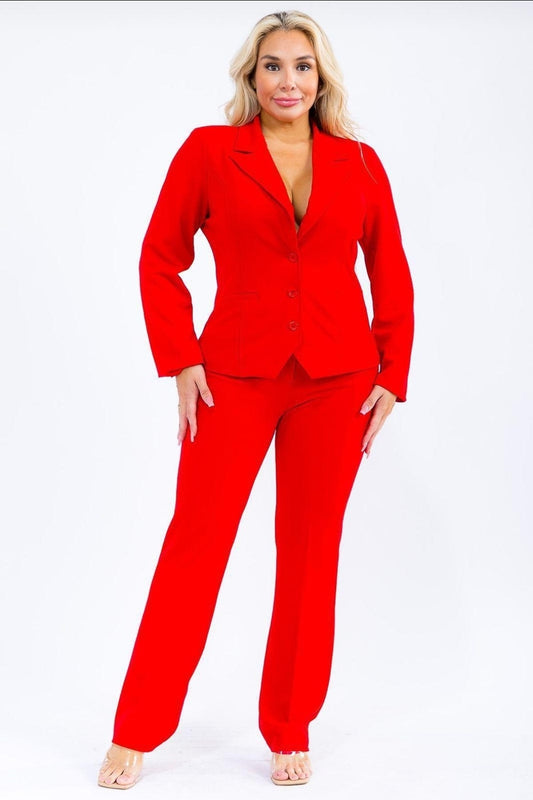 Power Red Executive Suit- Plus Size